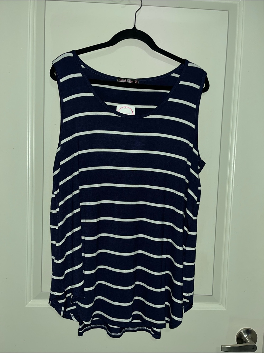 Shiela Rose Striped Navy and White Sleeveless Tank Top